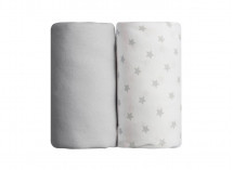 2 Draps housse bébé 60x120cm LEO - Gris/Etoile