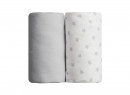 2 Draps housse bébé 60x120cm LEO - Gris/Etoile