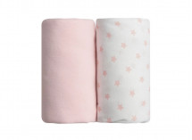 2 Draps housse bébé 60x120cm LEO - Rose/Etoile