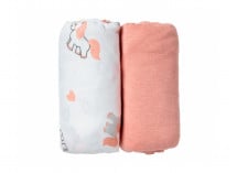 2 Draps housse bébé 60x120cm LEO - Licorne/Rose