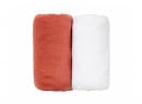 2 Draps housse bébé 70x140cm - Blanc/Terracotta