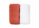 2 Draps housse bébé 70x140cm - Blanc/Terracotta