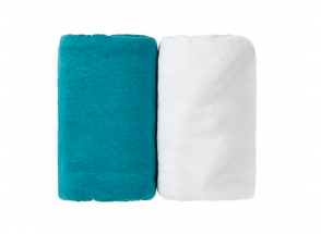 2 Draps housse bébé 70x140cm - Blanc/Tropic