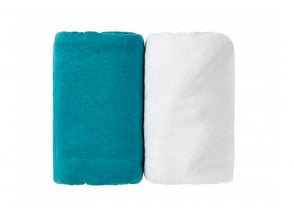 2 Draps housse bébé 70x140cm - Blanc/Tropic