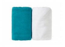 2 Draps housse bébé 70x140cm - Blanc/Tropic
