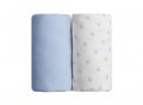 2 Draps housse bébé 70x140cm - Bleu/Etoile