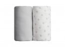 2 Draps housse bébé 70x140cm - Gris/Etoile