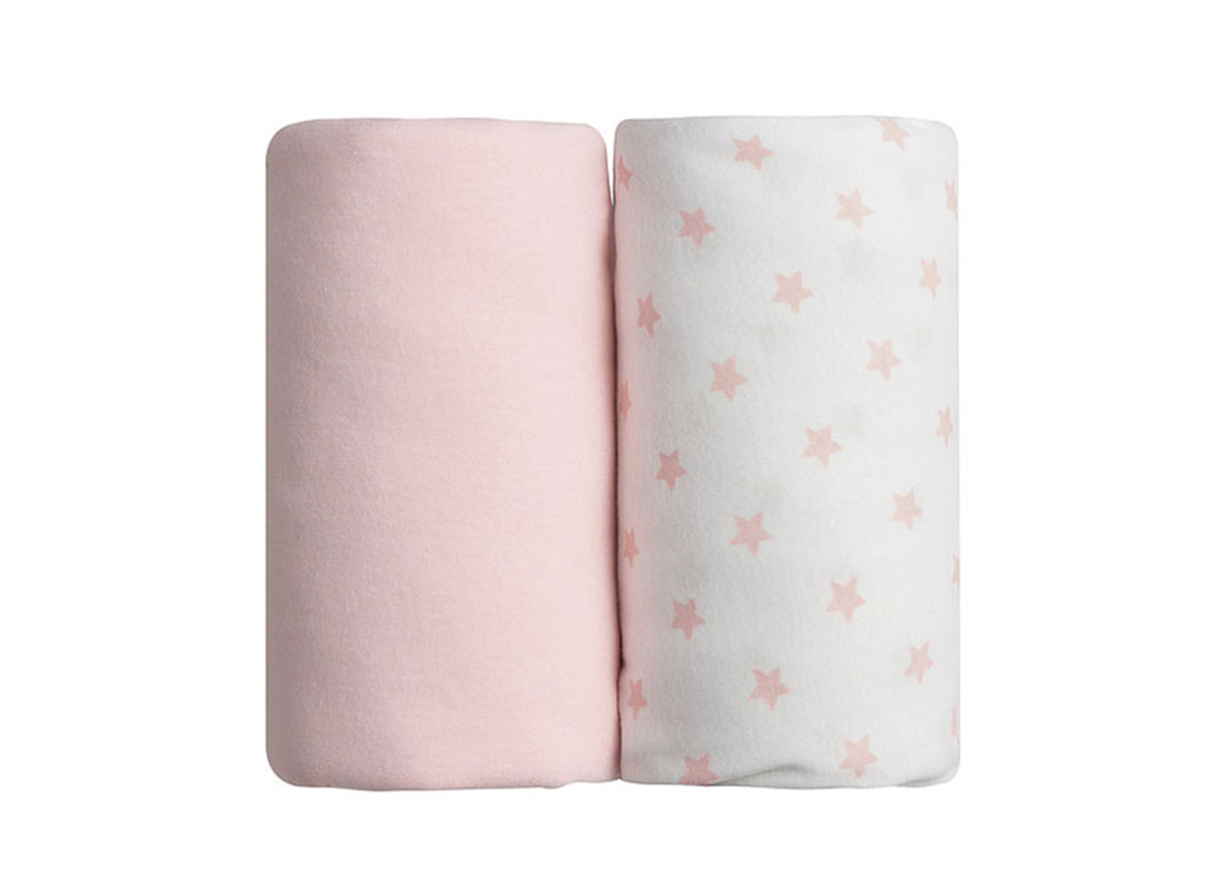 2 Draps housse bébé 70x140cm - Rose/Etoile