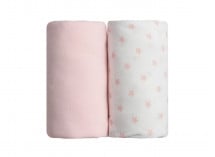 2 Draps housse bébé 70x140cm - Rose/Etoile