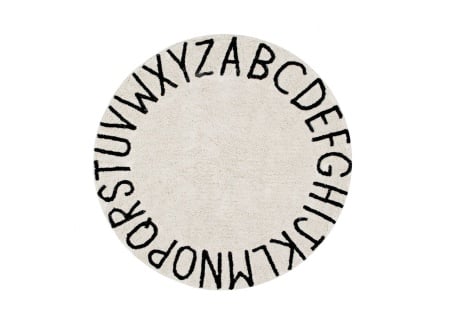 Tapis rond lavable 100% coton ABC Beige - 1