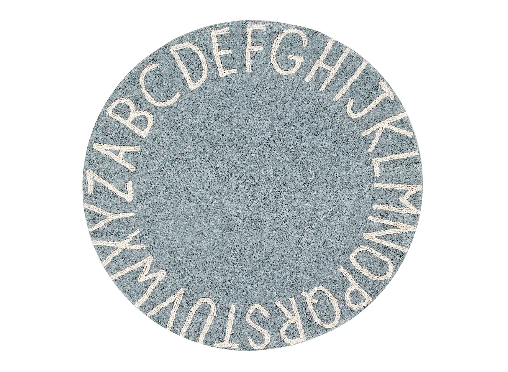 Tapis rond lavable 100% coton ABC Bleu Pastel - 1
