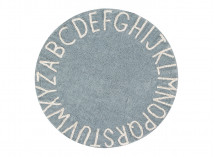 Tapis rond lavable 100% coton ABC Bleu Pastel - 1