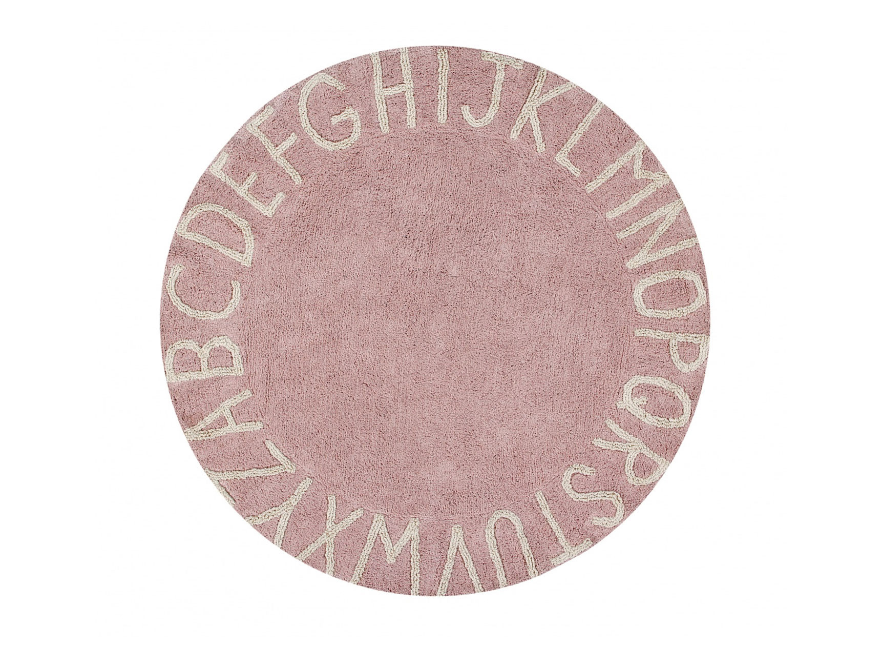 Tapis rond lavable 100% coton ABC Rose Pastel - 1