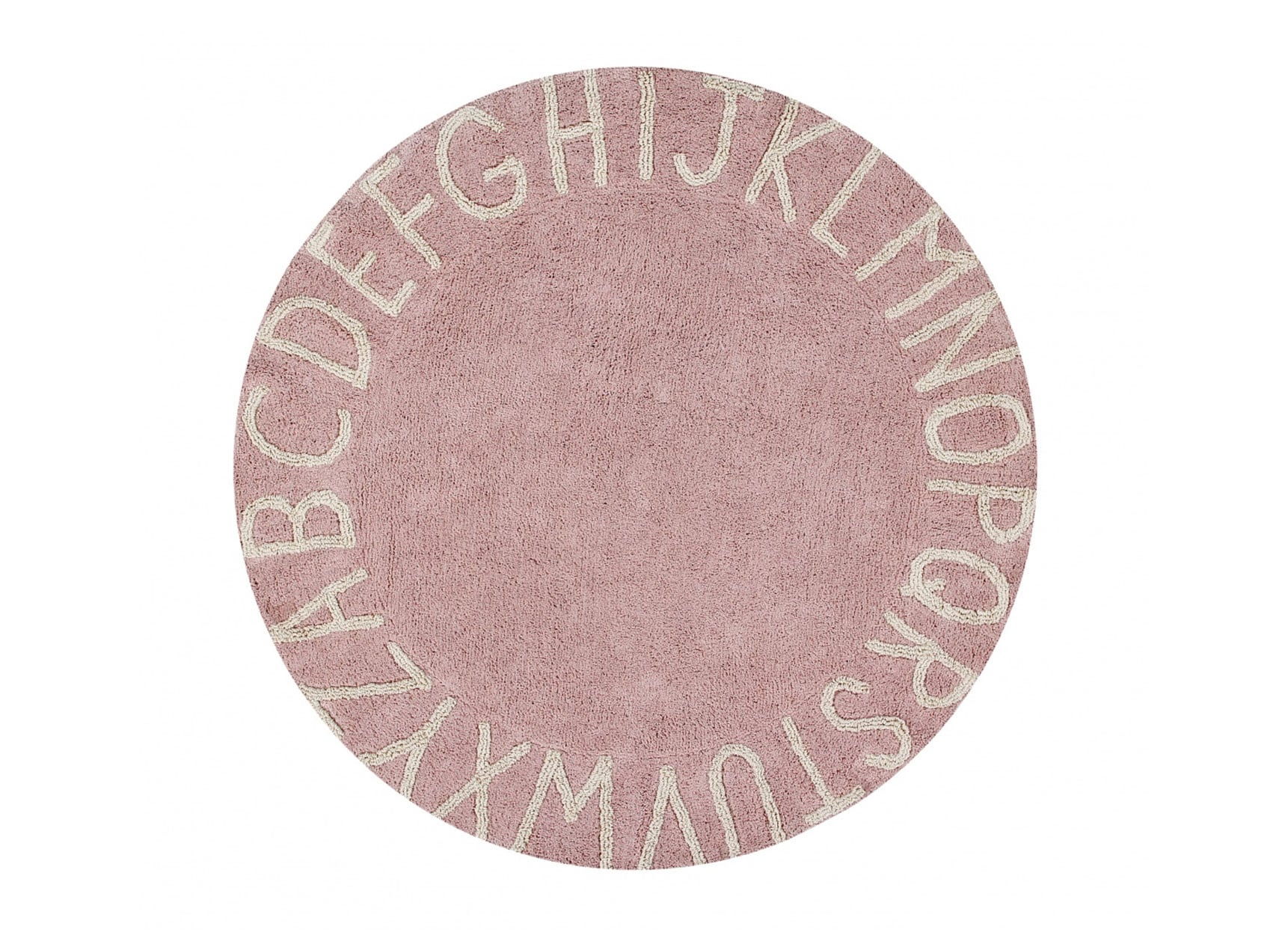 Tapis rond lavable 100% coton ABC Rose Pastel - 1