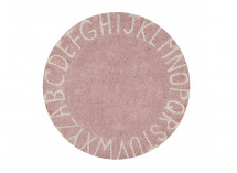 Tapis rond lavable 100% coton ABC Rose Pastel - 1