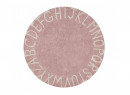 Tapis rond lavable 100% coton ABC Rose Pastel - 1