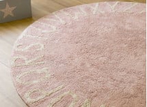 Tapis rond lavable 100% coton ABC Rose Pastel - 2