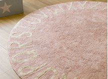 Tapis rond lavable 100% coton ABC Rose Pastel - 2