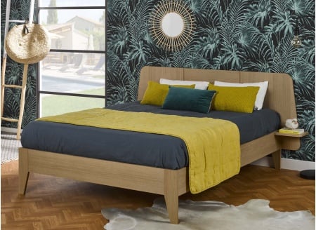 Lit double 140x190 + chevet BALI - Chêne naturel Nateo Concept - 1