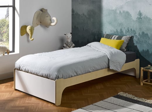 Lit enfant 90x190 KALIX - Blanc/Bois Nateo Concept - 1