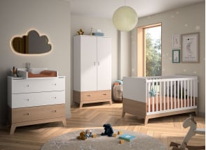 Komplettes Babyzimmer EKKO - Weiß/Eiche