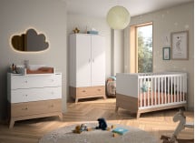 Chambre bébé complète EKKO - Blanc/Chêne  - 1