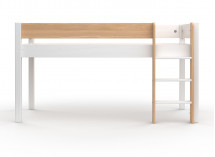Lit mi-hauteur en pin massif 90x190 HOYA Blanc - 4