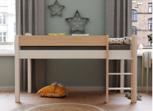 Lit mi-hauteur en pin massif 90x190 HOYA Blanc - 2