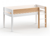 Lit mi-hauteur en pin massif 90x190 HOYA Blanc - 3