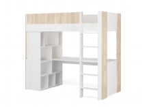 Lit mezzanine avec bureau BONDI Blanc/Bois  - 5