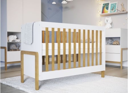 Lit bébé 60x120 ADAM Blanc/Chêne - 2