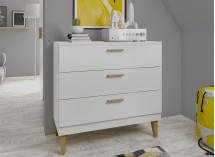 Commode 3 tiroirs DREAM  Blanc/Chêne - 1