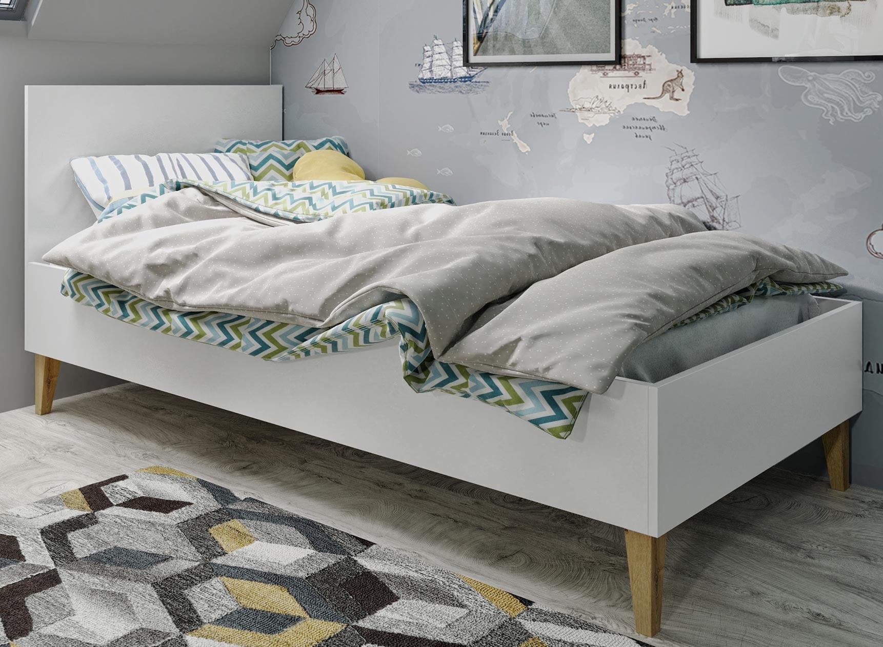 Lit enfant 80x180 DREAM Blanc/Chêne  - 1