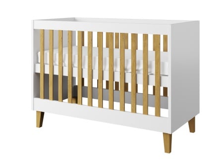 Lit bébé 60x120 DREAM  Blanc/Chêne