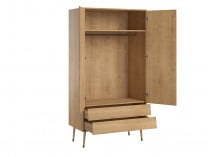Armoire 2 portes 2 tiroirs BOSQUE Chêne Vintage - 2