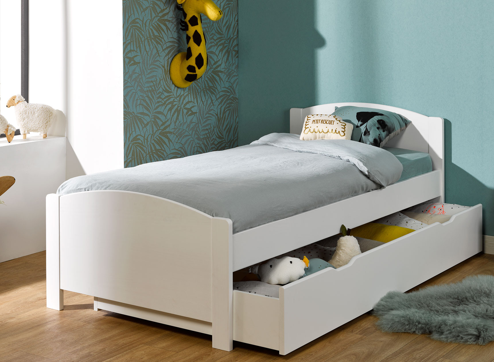 Tiroir de lit 90x200 BOMBAY - Blanc - 1