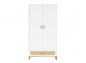 NAMI 2-door 1-drawer Wardrobe Rattan Webbing - White