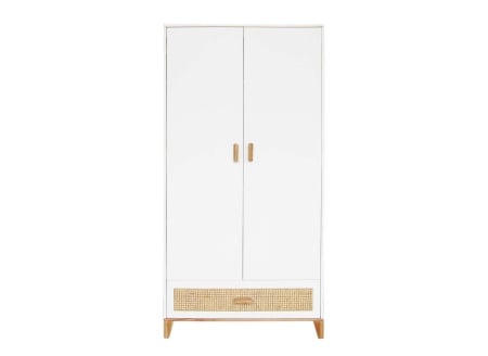 Armoire 2 portes 1 tiroir NAMI Blanc/Cèdre - 1