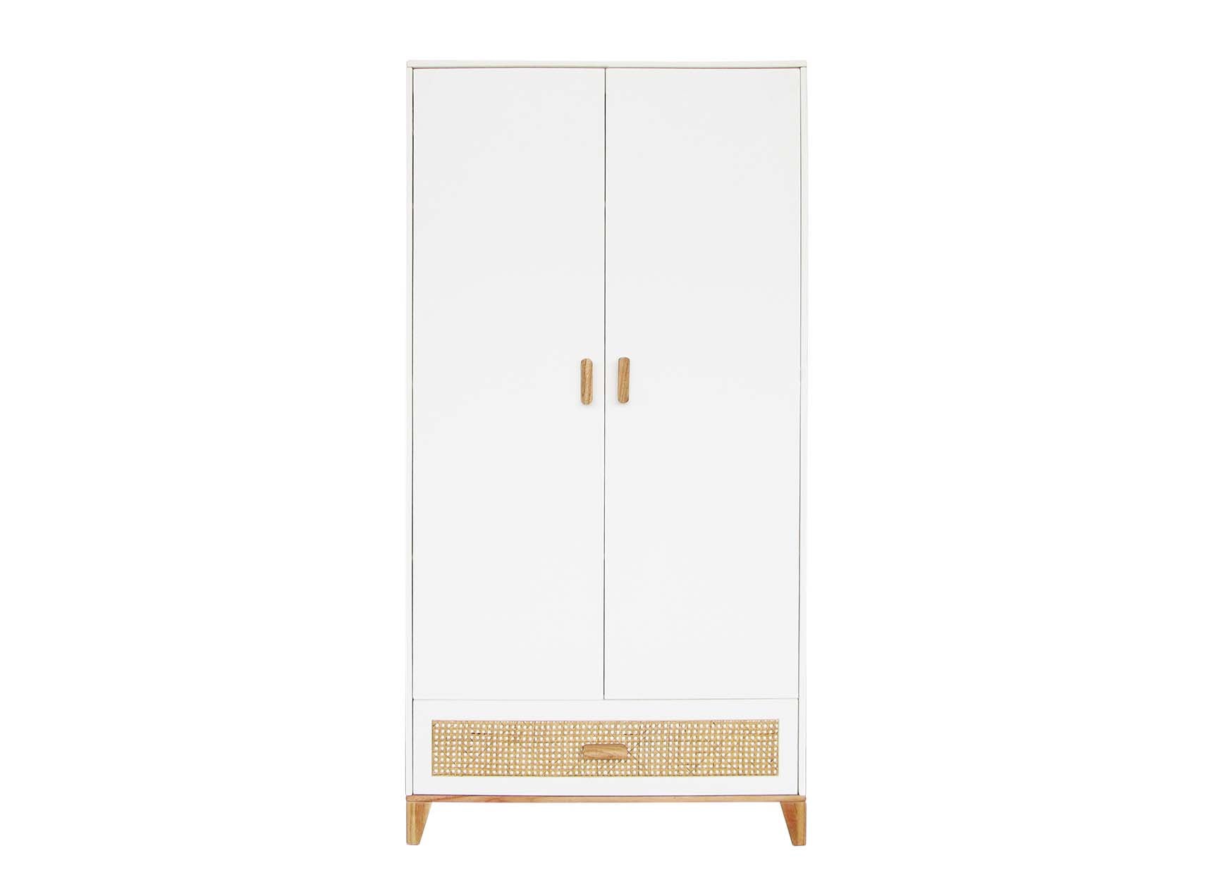 Armoire 2 portes 1 tiroir NAMI Blanc/Cèdre - 1