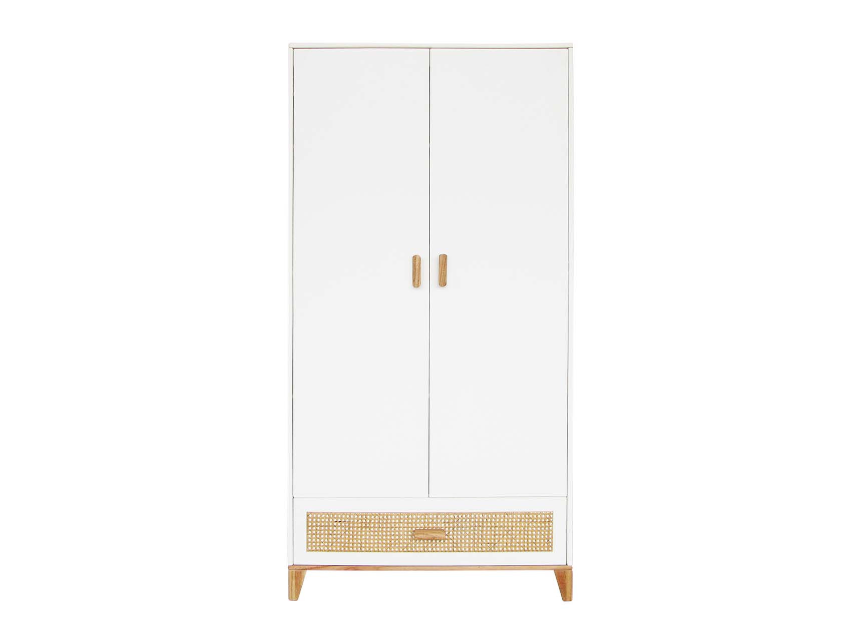 Armoire 2 portes 1 tiroir NAMI Blanc/Cèdre - 1