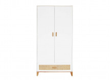 Armoire 2 portes 1 tiroir NAMI Blanc/Cèdre - 1
