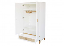 Armoire 2 portes 1 tiroir NAMI Blanc/Cèdre - 3