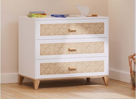 Commode 3 tiroirs NAMI Blanc/Cèdre  - 1