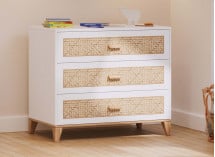 Commode 3 tiroirs NAMI Blanc/Cèdre  - 1