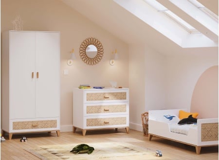 Commode 3 tiroirs NAMI Blanc/Cèdre  - 2