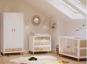 Chambre bébé complète NAMI cannage rotin - Blanc