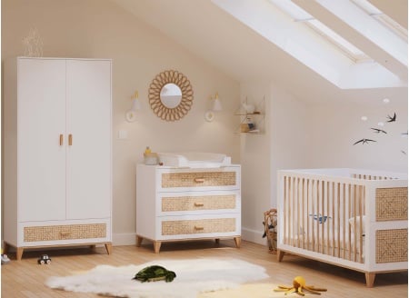 Chambre bébé complète NAMI Blanc/Cèdre