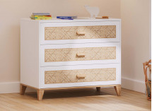 Commode 3 tiroirs NAMI Blanc/Cèdre - 1