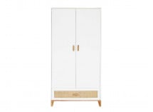 Armoire 2 portes 1 tiroir NAMI Blanc/Cèdre - 1