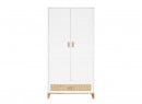 Armoire 2 portes 1 tiroir NAMI Blanc/Cèdre - 1